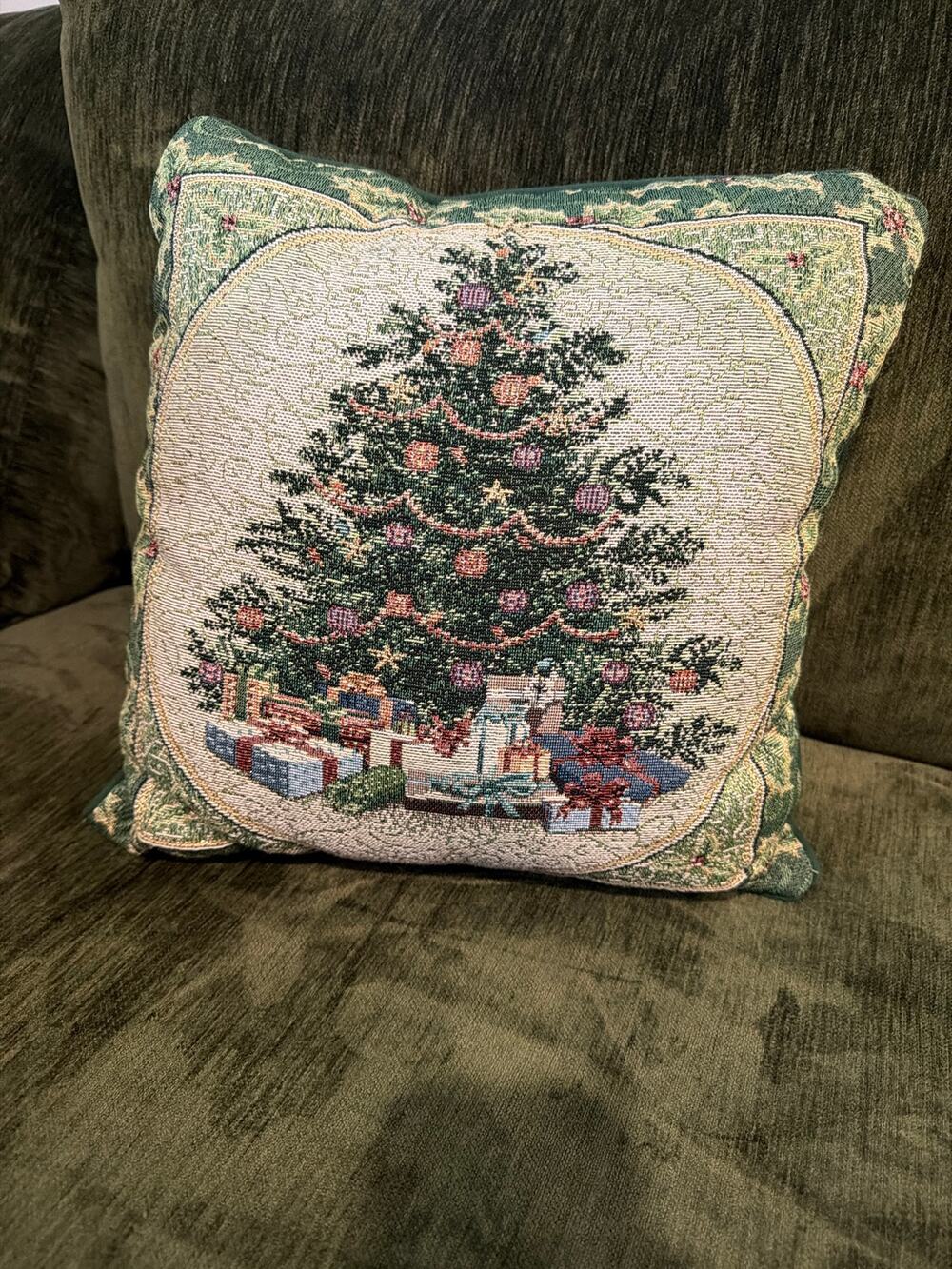 Vintage tapestry Christmas Tree pillow